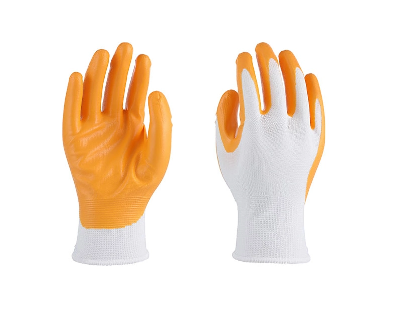 Hand Gloves 13G White Polyester Gray Nitrile Work Safety Gloves Personal Protective Equipment