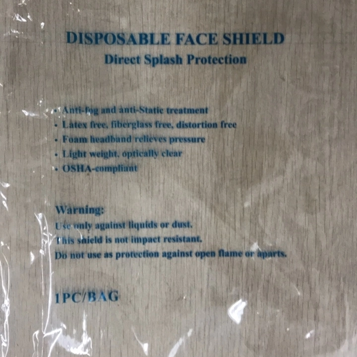 Disposable Pet Plastic Face Shield