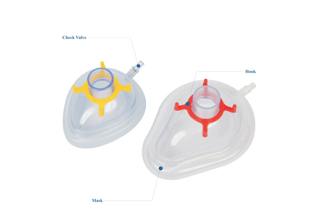 Standard PVC Anesthesia Mask with Colorful Hook for Easy Identification