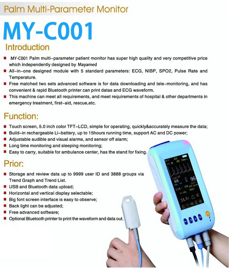 My-C001 Health Care Handheld Monitor for Patient Monitoring